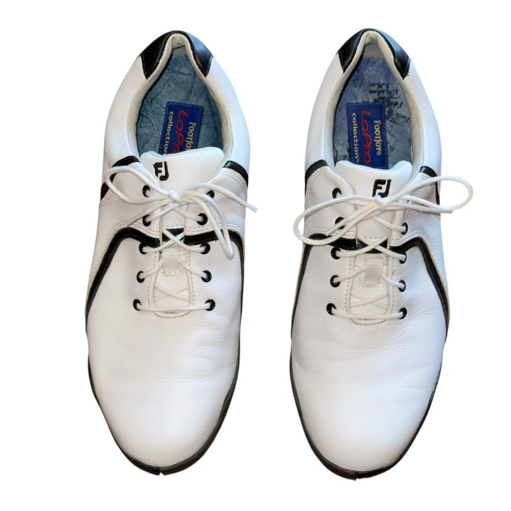 FJ Foot Joy Women LoPro Golf Shoes 9M Black White Leather Waterproof Sportswear